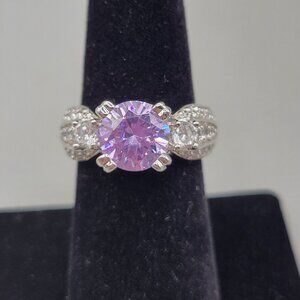 Charles Winston CWE 925 Ring Lavender Clear CZ Silver Rhodium Setting Size 6.75